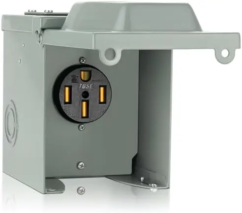 

WELLUCK 50A RV Power Outlet Box | NEMA 14-50R Weatherproof Enclosure for Trailer & Generator Hookup