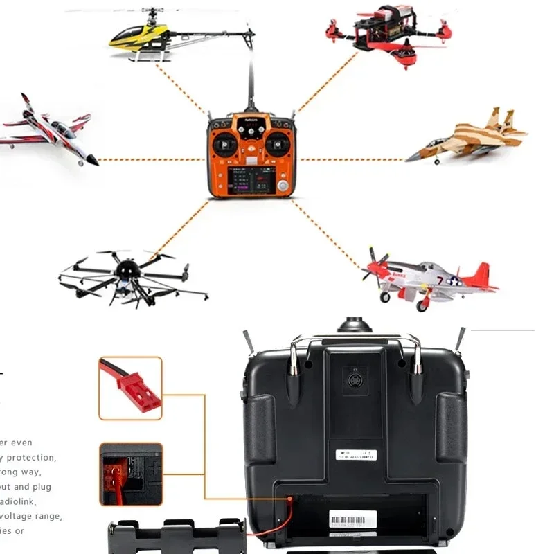 RadioLink AT10 II 2.4Ghz 10CH RC Transmitter with R12DS Receiver PRM-01 Voltage Return Module for RC Quadcopter Fixed Wing