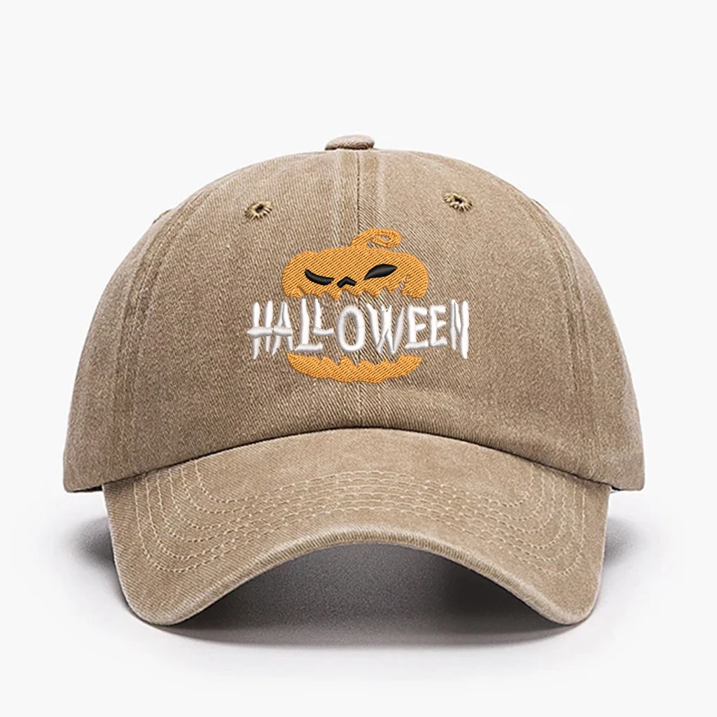 المطرزة هالوين قبعة بيسبول خمر شبح الدنيم قبعة قابل للتعديل التطريز اليقطين قبعات للآباء للرجال والنساء #5