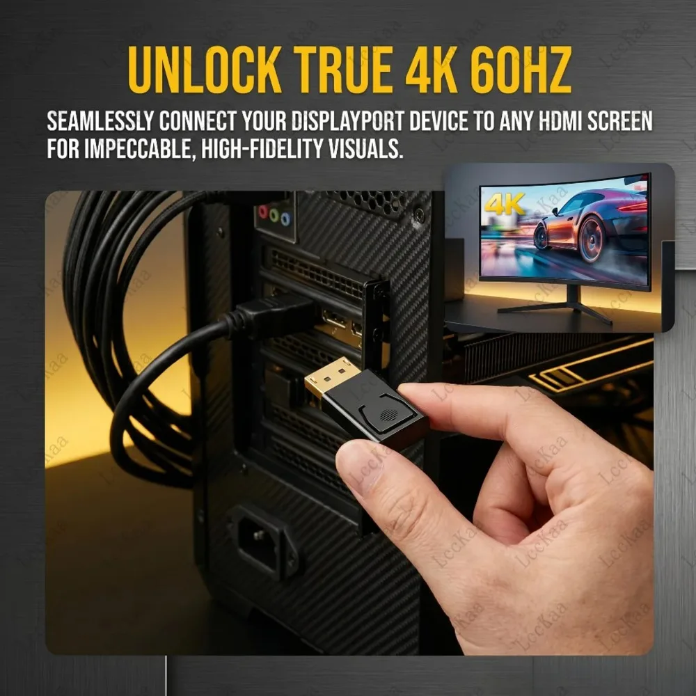 4K@60Hz DP To HDMI-compatible Adapter DisplayPort DP To HDMI HDTV Male To Female Converter Video Audio for Laptop PC Laptop view 4