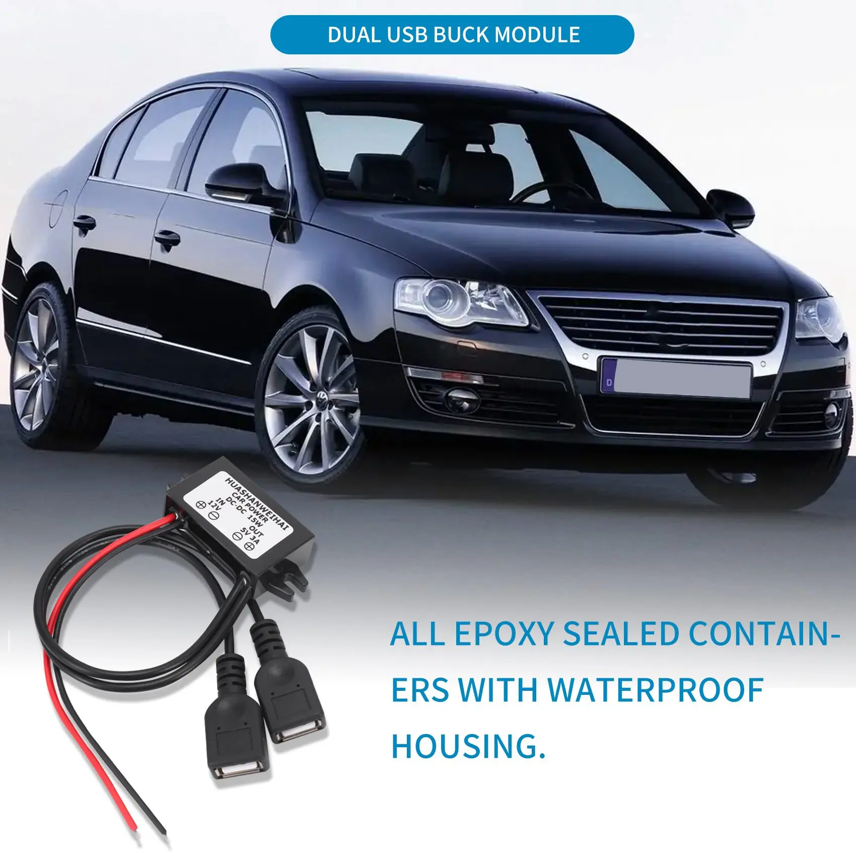 محول تيار مستمر A003 12 فولت إلى 5 فولت 3 أمبير مزدوج 2 USB إلى جهد منظم الطاقة التلقائي