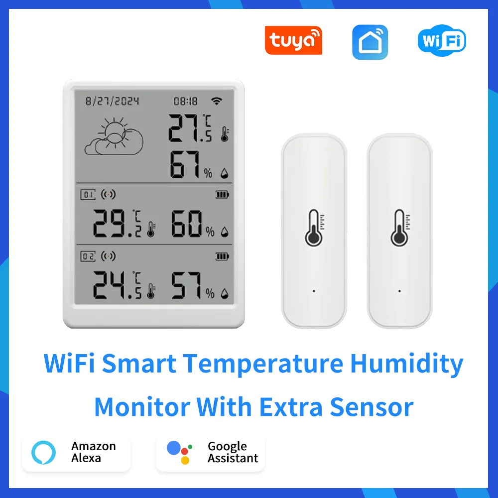 Tuya Smart LED WiFi-thermometer RF433 temperatuur- en vochtigheidssensorkit Smart Life Monitoring Domotica Compatibel Alexa