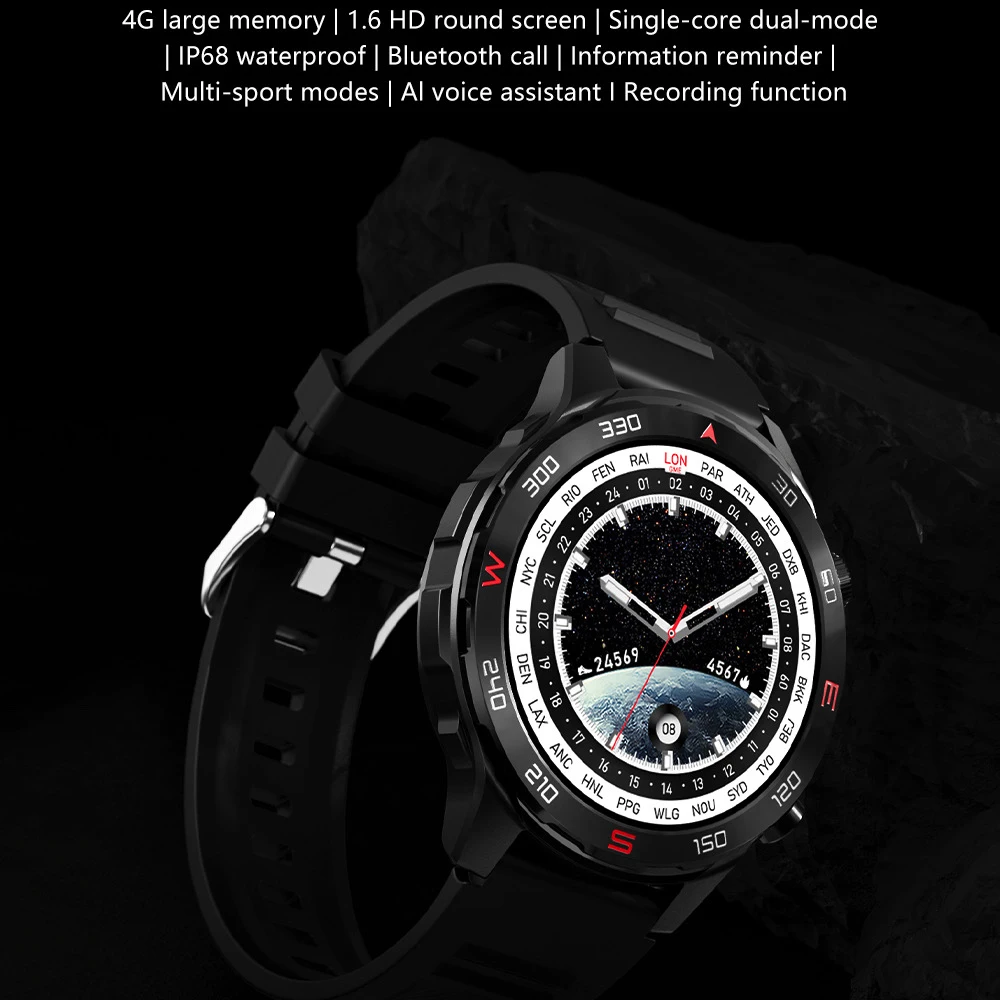 Reprodução de música local 4gb memória relógio inteligente chamada dente azul esportes relógios à prova dwaterproof água freqüência cardíaca das mulheres dos homens tempo smartwatch