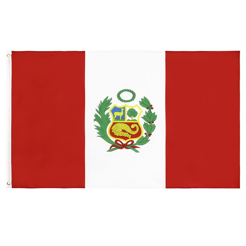 90x150cm Peru Flag  Polyester Fabrics Double Side Printed stitch PE Peruvian National Banner