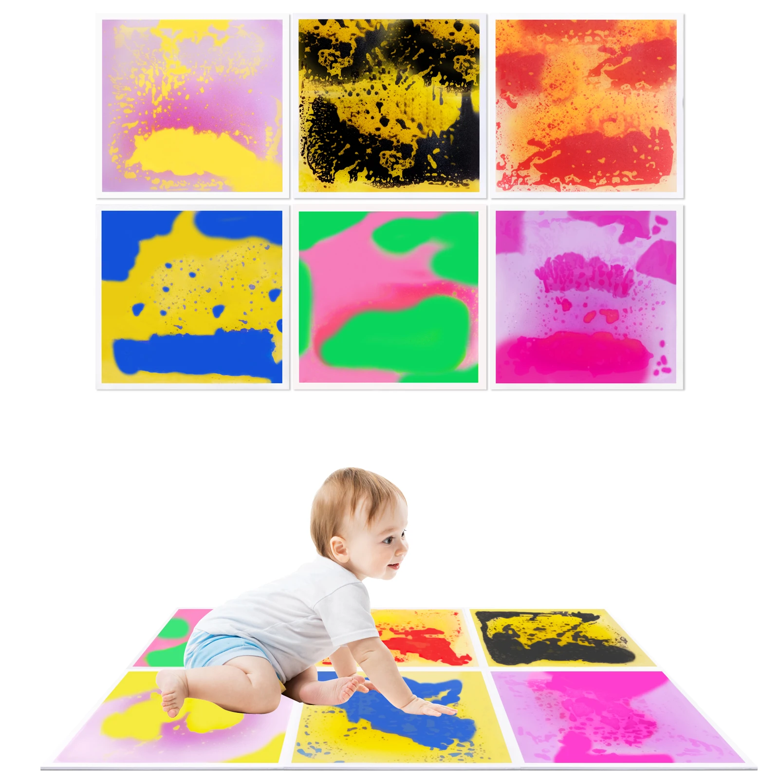 6 STKS Kleurrijke Zintuiglijke Vloermatten voor Kleuters Vloeibare Zintuiglijke Bordtegels voor Dagverzorging En Huizen
