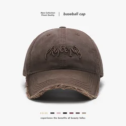 New Spring Visors Distressed Hole Retro Soft Top Burrs Handsome Adult Men Baseball Cap Daily Fashion All-Matching Peaked Cap