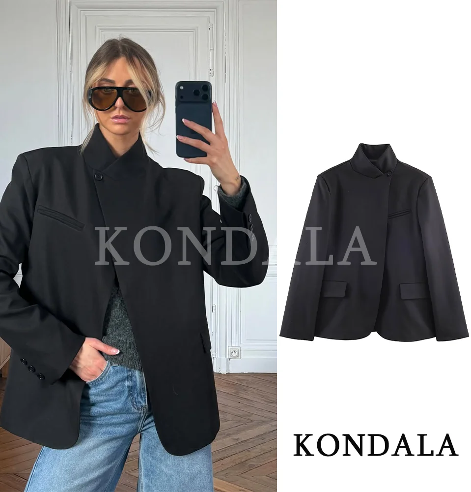 

KONDALA Lady High Street Hacking Blazer Women's New 2026 Trendy Single Button Blazer Spring Minimalist Elegant Commute Blazer