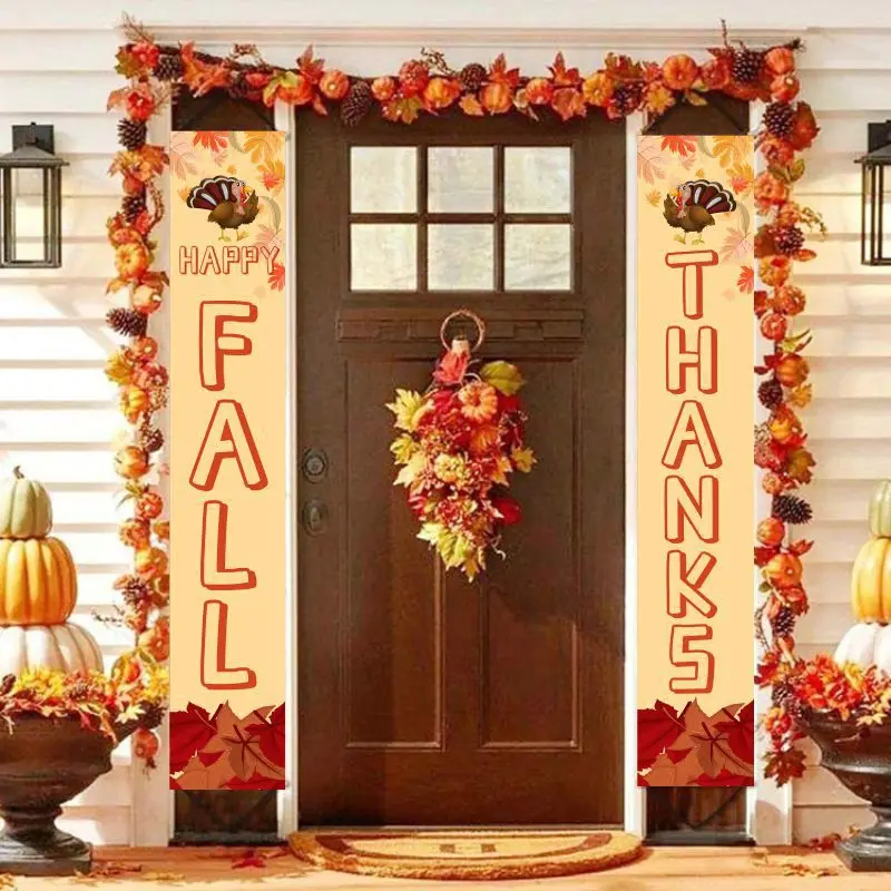Thanksgiving Decorative Flag Banner, Autumn Pumpkin, Door Curtain, Hanging Flag, Couplet, Door Decoration Supplies