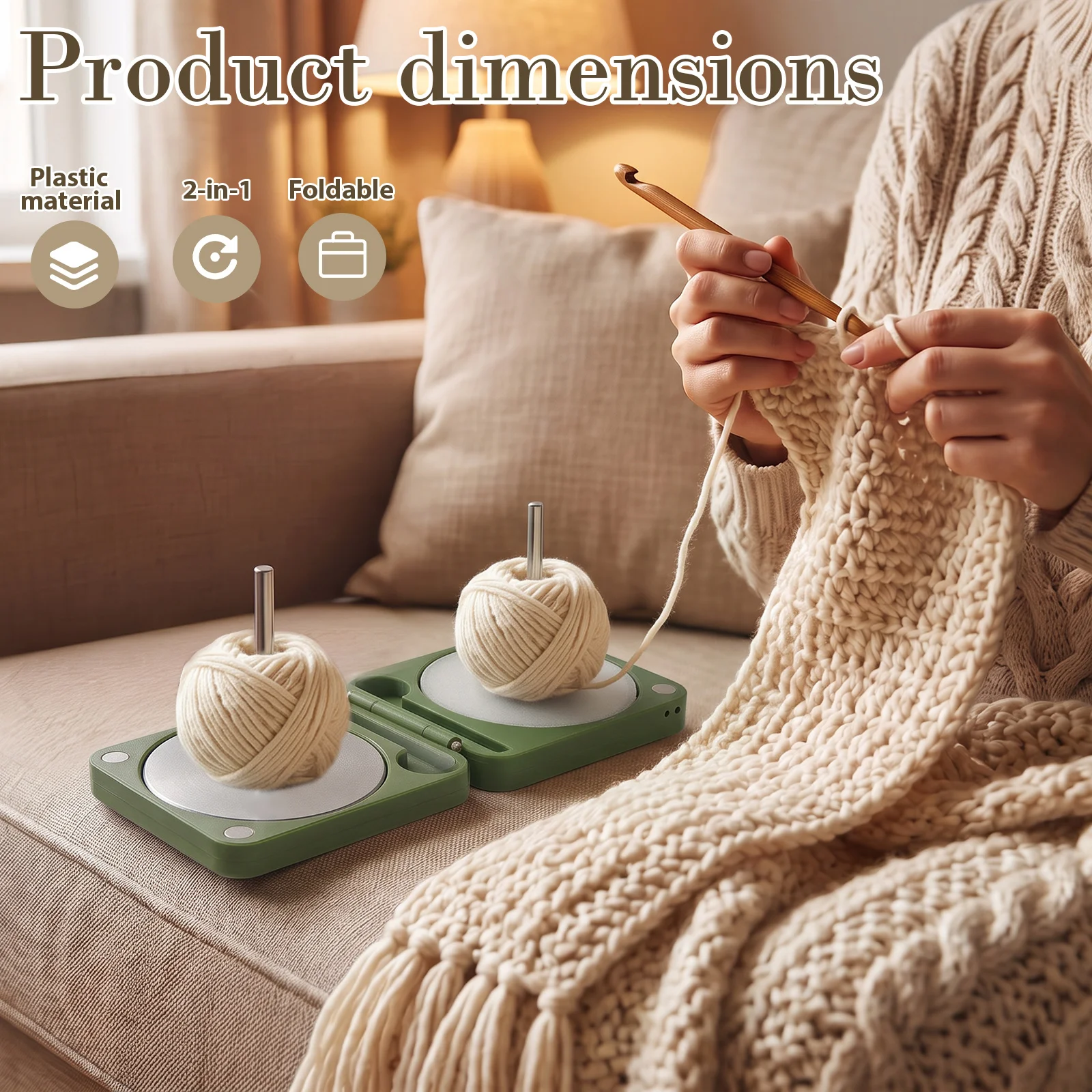 Portable Yarn Holder Crocheting Knitting Foldable Yarn Winder Spinner Box Anti-Tangle Yarn Holder Travel Yarn Crochet Accessory