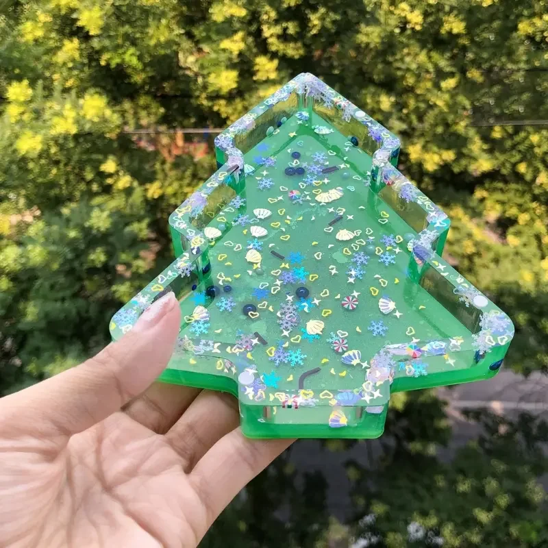 صينية شجرة عيد الميلاد الكبيرة قالب من السيليكون لتقوم بها بنفسك طبق تخزين الخرسانة أطيب التمنيات رسالة ديكور الجبس الطين الراتنج صب هدية عيد الميلاد #2