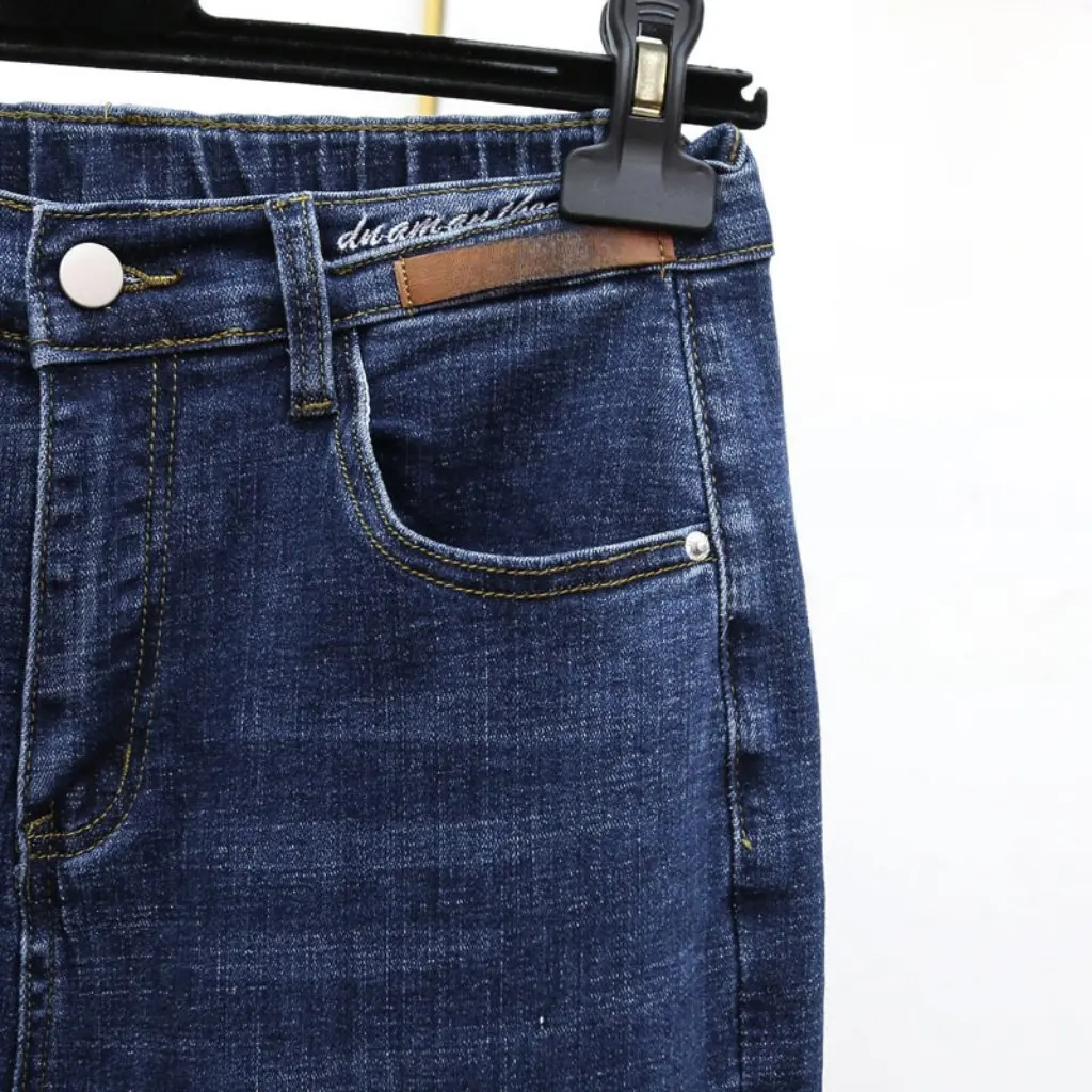 

Extra Large Stretch Jeans for Women High Waist Loose Slimming Chubby Girl Spring Summer Half Elastic Harem Pants