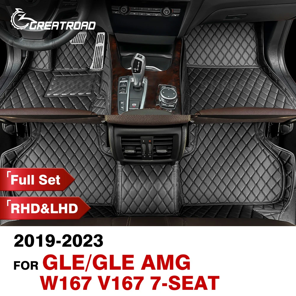 Car Floor Mats For Mercedes Benz GLE/GLE AMG W167 V167 7-Seat 2023 2022 2021 2020 19 Custom Auto Foot Pads Interior Accessories