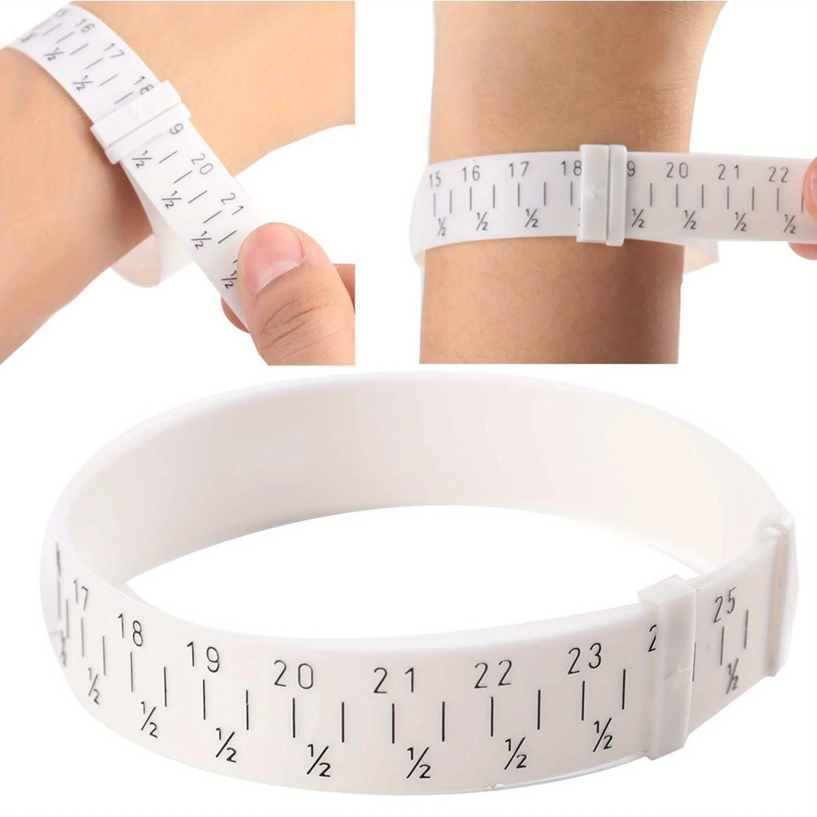 Adjustable White Plastic Wrist Sizer Bracelet and Bangle Gauge Tool Professionals Lightweight Jewelry Making Measure Device