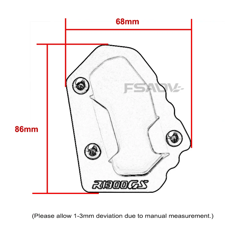 Para bmw r1300gs kickstand pé suporte lateral extensão almofada placa de suporte r1300 r 1300 gs adv aventura gs1300 2023-2024 motocicleta