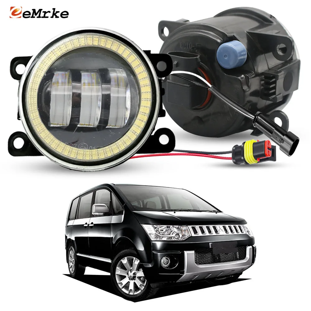OEM Style Front Fog Lights Angel Eye Daytime Running Driving Lamp Car PTF 15W 40W For Mitsubishi Delica D5 D:5 2007-2018