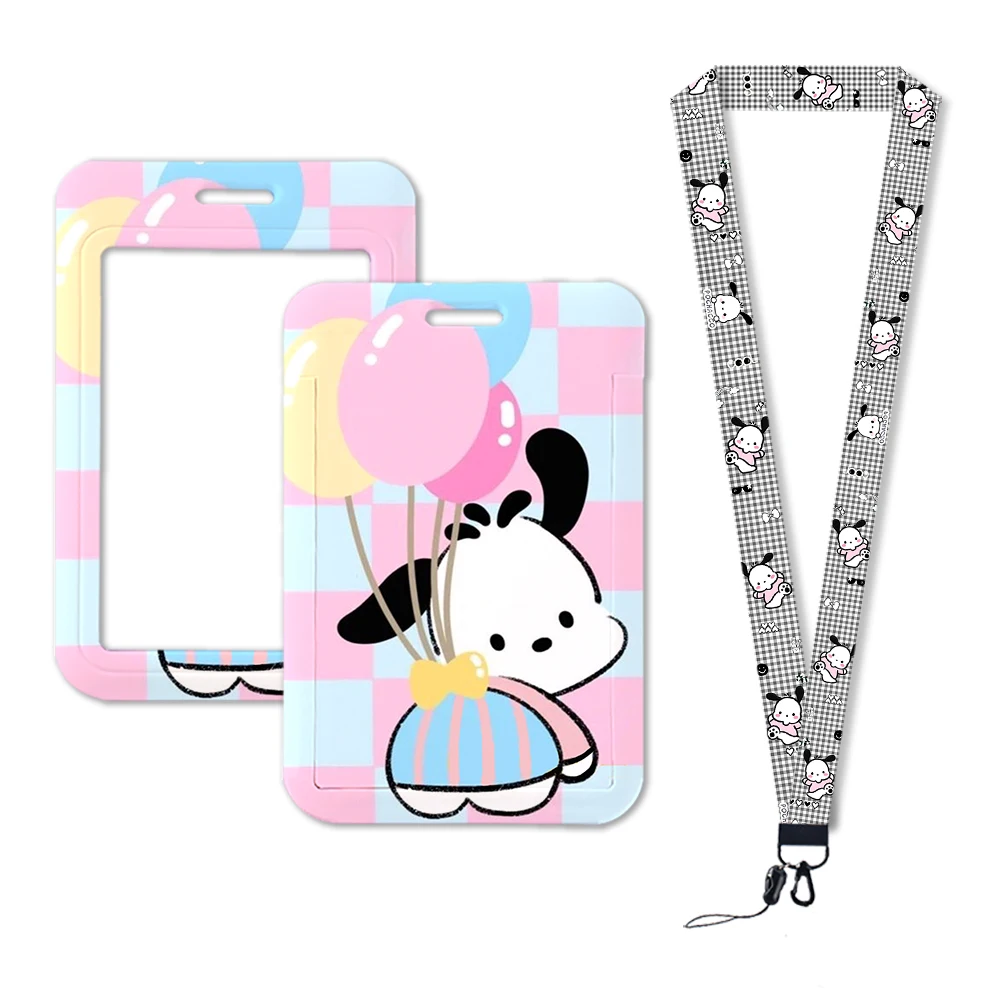 W Sanrio Pochacco Lanyards Card Neck Strap Cute Dog Card Holder Keychain Key Holder Hang Rope Keyrings