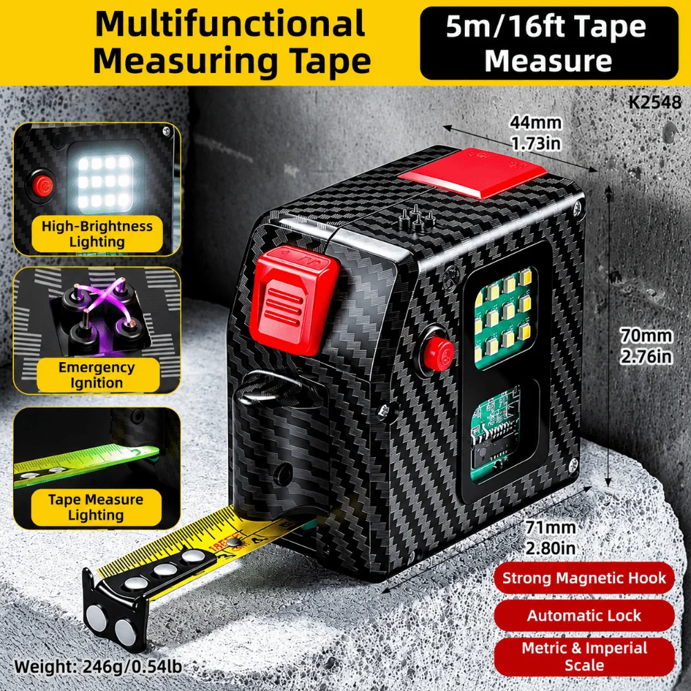 3 in 1 5 Meter Tape Measure Drop Proof Thick Shell Laser Ruler Strong Magnet High Precise Hand Survey Gear Engineer Survey