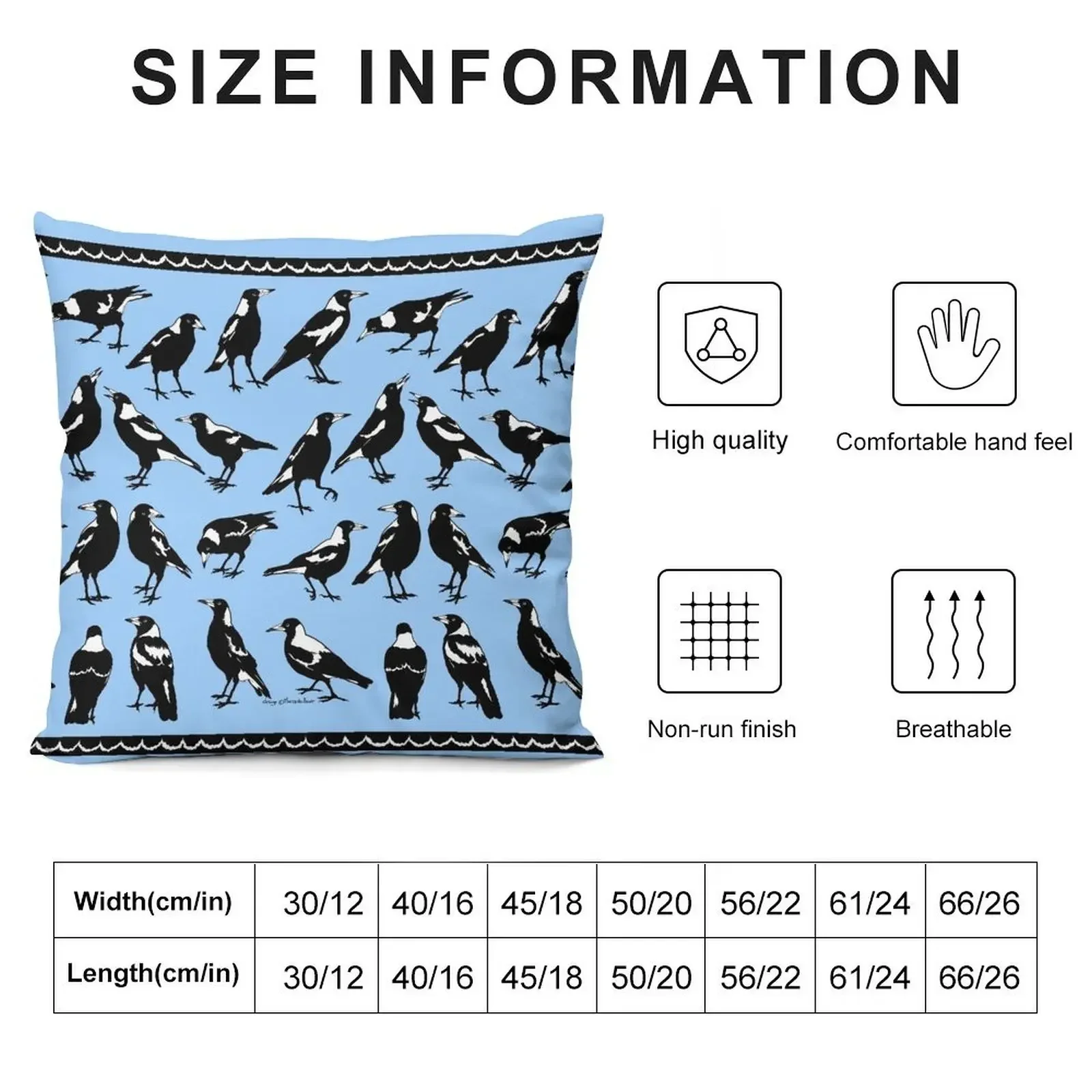 AUSTRALIAN MAGPIES - tee shirts, other garments & homewares Throw Pillow Cushion Cover Set Sofa Cushions Covers pillow