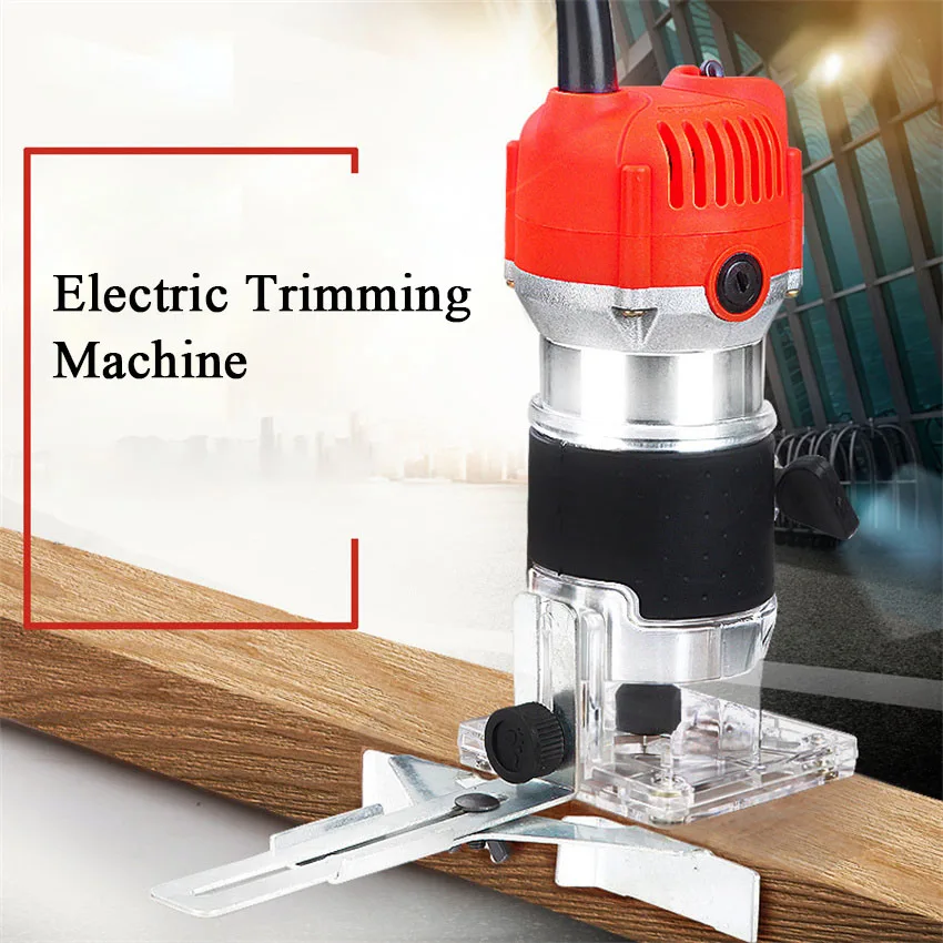 

220V/110V 800W Trim Router 30000r/min with Transparent Base Edge Guide Wood Laminate Electric Trimmer Compact Palm Router Corded