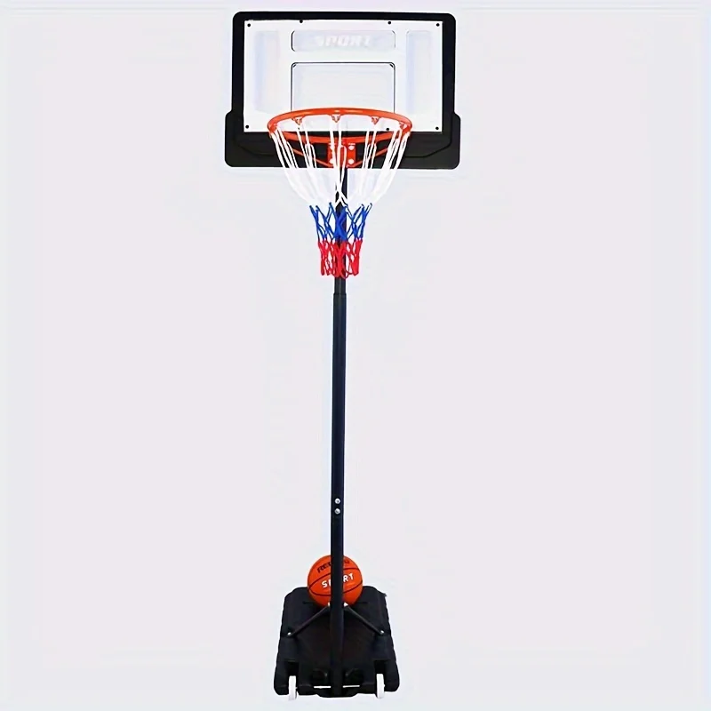 T385 Outdoor Adjustable Height Movable Basketball Hoop Metal Basketball Board with Glass Rim Stand Type