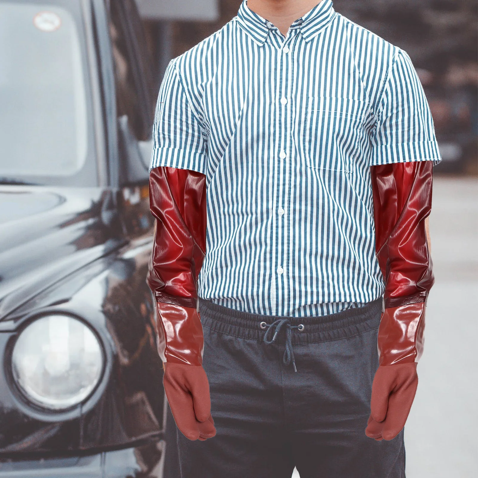 

Extra Long Waterproof Puncture Resistant Gloves Heavy Duty Rubber Mitts For Dishwashing Cleaning Gardening Cold Weather Elbow