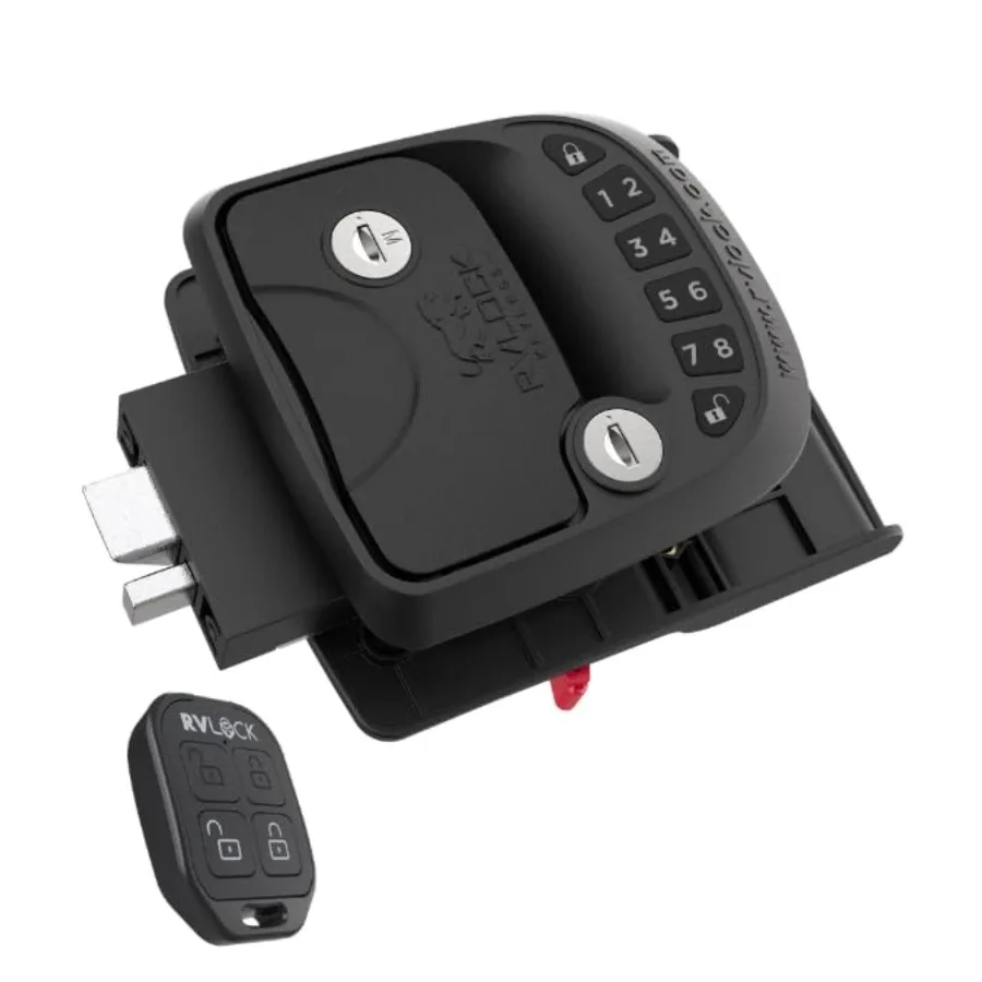 

RV door lock replacement for trailers: compact keyless entry with patented security technology, durable metal construction, sle