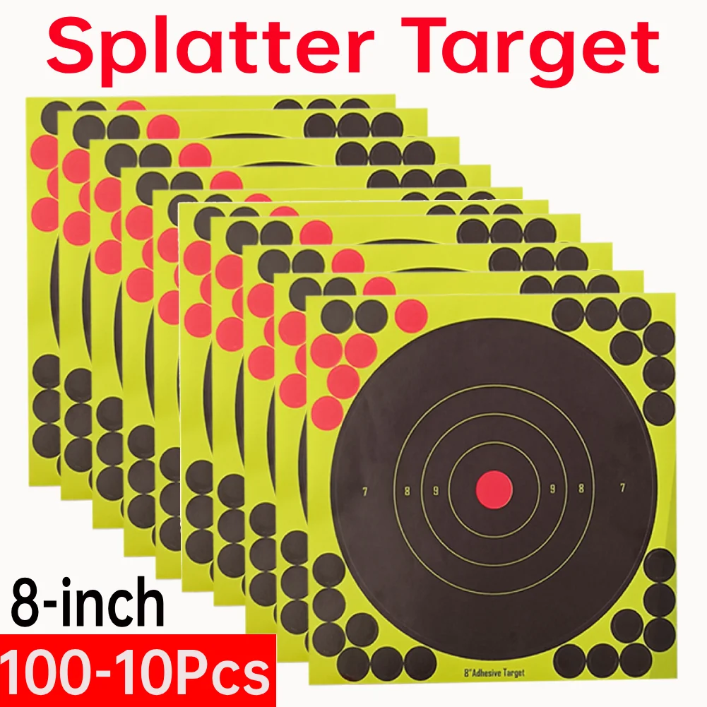 10-100 SZTUK 8-calowych Nowych Naklejek Strzeleckich z Efektem Rozprysku, Wysoka Widoczność, Samoprzylepne, Reaktywne Naklejki Treningowe do Strzelania i Polowania