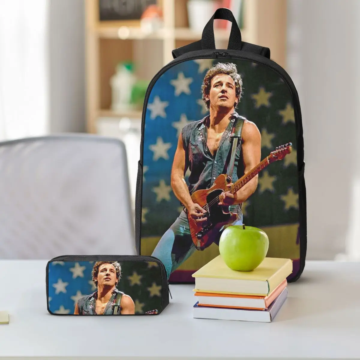 Bruce Springsteen Backpack Boys Girls BookBag School Bag Shoulder Bags 3ps Insulated Lunch Bag Pencil Case