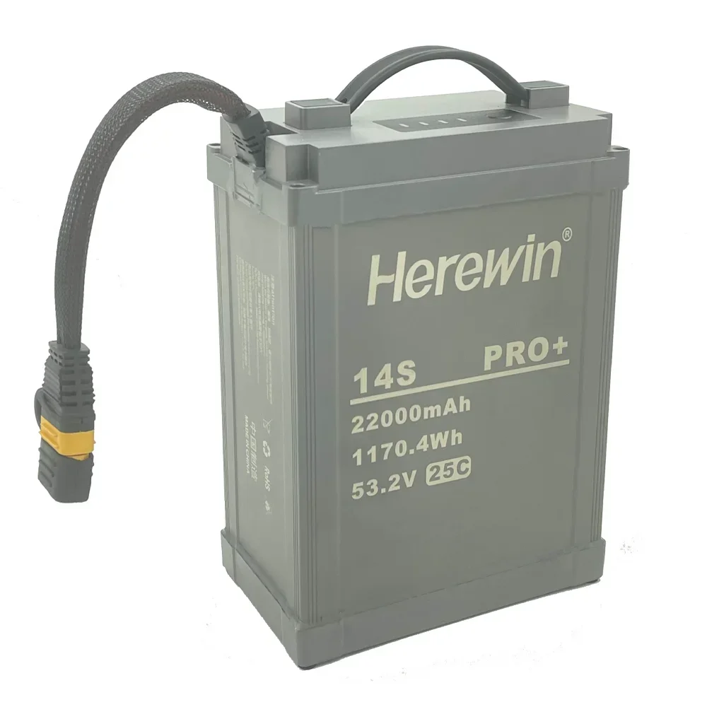 Herewin 53.2V 14S PRO+ 22000mAh 25C Lithium Polymer Rechargeable Smart Battery Lipo Battery for AgricultureDrone