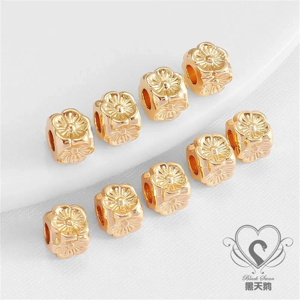 

14K Gold Color Square 4MM Multi-faceted Flower Square Bead Diy Bracelet Necklace Handmade Jewelry Loose Bead Accessories