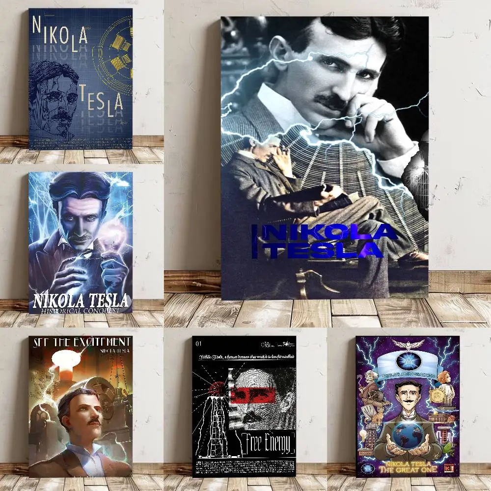 Famous Scientists Nikola Tesla Poster High Quality Print Waterproof Wall Art Sticker For Bar Living Room Decor Gift