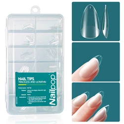 Nailpop-puntas de Gel suave para uñas, Material acrílico, cápsula Artificial de longitud media corta, accesorios y herramientas, 120 unids/lote por caja