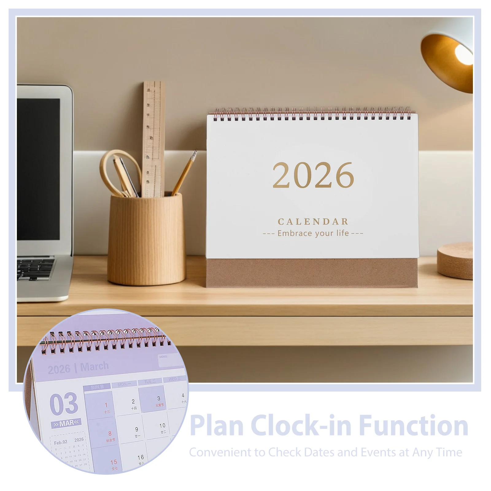 2026 Desk Calendar Flip Table Planner Coil Binding Daily Organizer For Office Home Standing Desktop Calendar Thick Paper Smooth