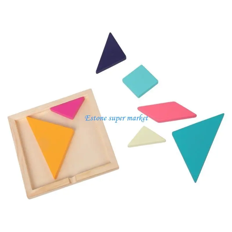 090B ศูนย์กิจกรรม Tangram Puzzle Box ของเล่นจิ๊กซอว์แบบโต้ตอบ ปริศนาเจ็ดชิ้น