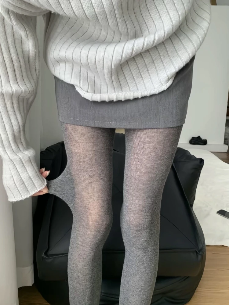 Cooling Grey Women's Autumn Thin Breathable Base Layer Pants UV Protection Leggings Transparent Nine Points Pantyhose Stockings