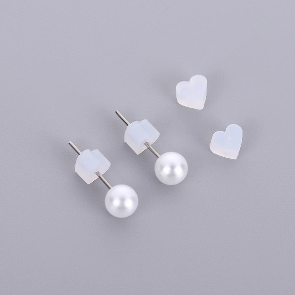 

100Pcs Silicone Earring Backs Clear Heart Shape Locking Stoppers for DIY Jewelry Accessories Clear Earring Backs