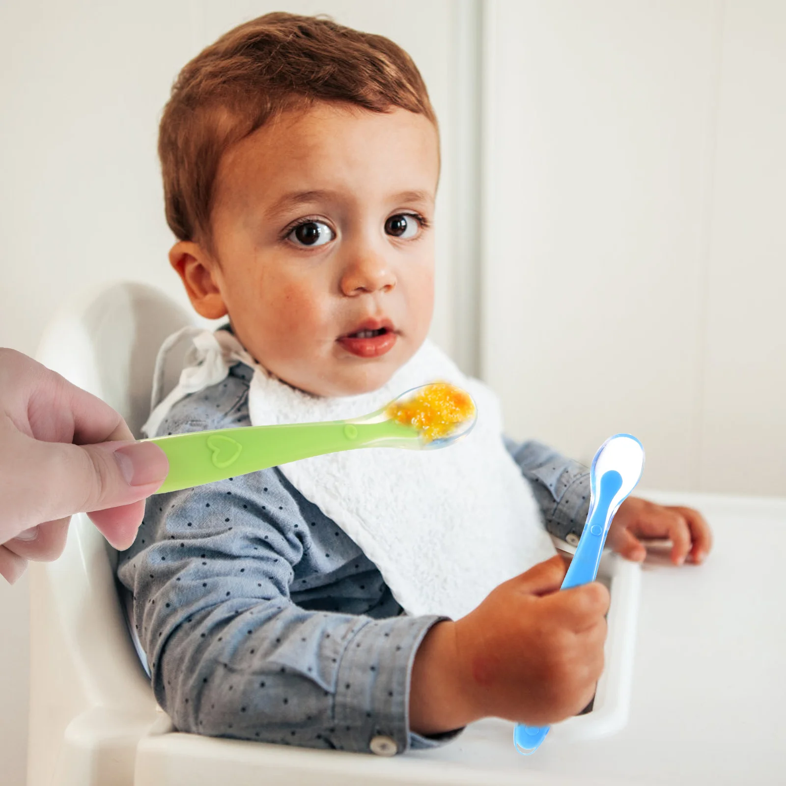 

4Pcs Baby Silicone Feeding Spoons Edge Shallow Bowl Teething Relief Comfortable Handle Kids Tableware