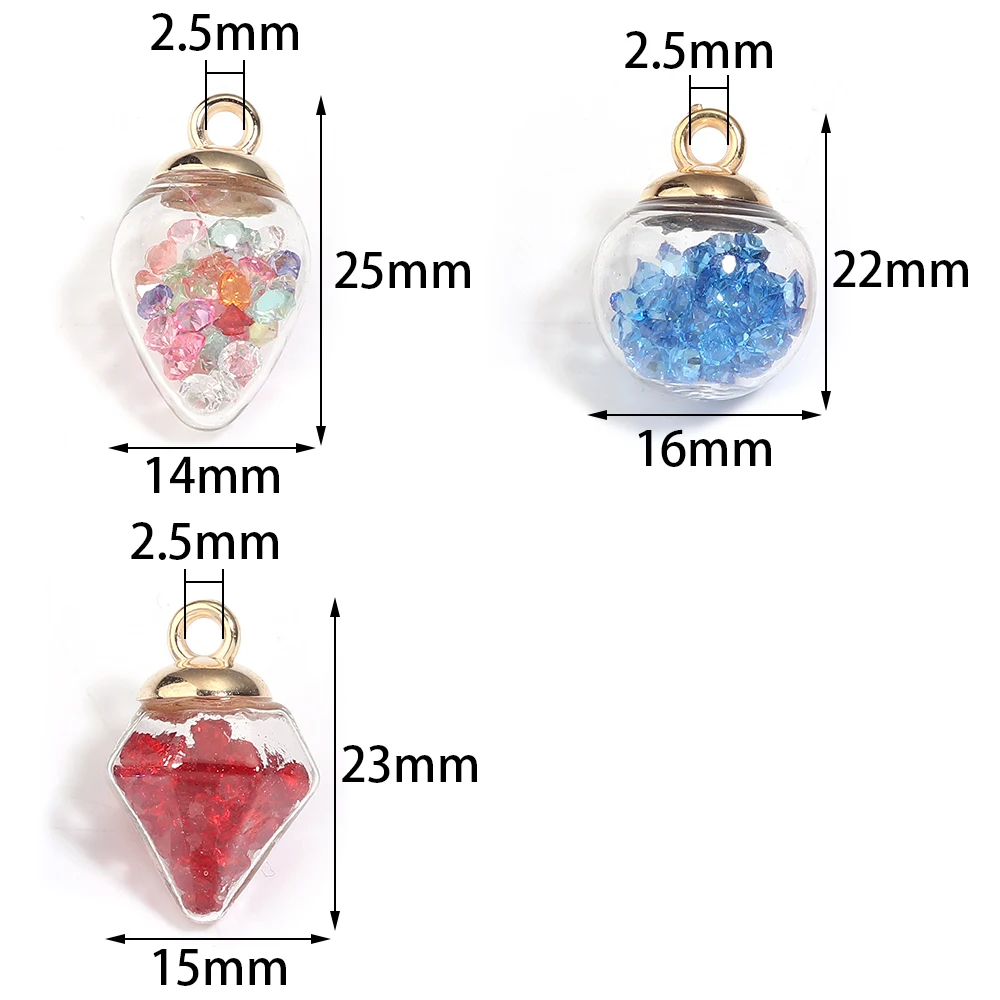 10Pcs Transparent Glass Ball Bead Charms Crystal Ball Pendants For DIY Keychain Hair Ornament Accessories Christmas Decoration