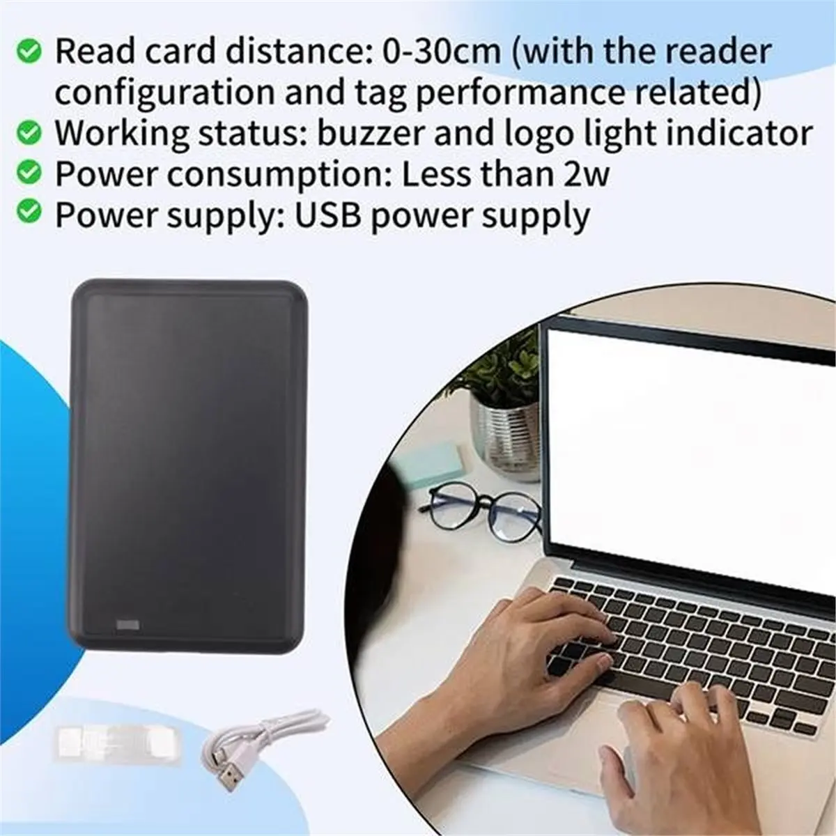 A32I USB UHF Tag Reader ISO18000-6C 6B 860-960MHz Read and Write HID-USB Virtual COM Output Adjustable