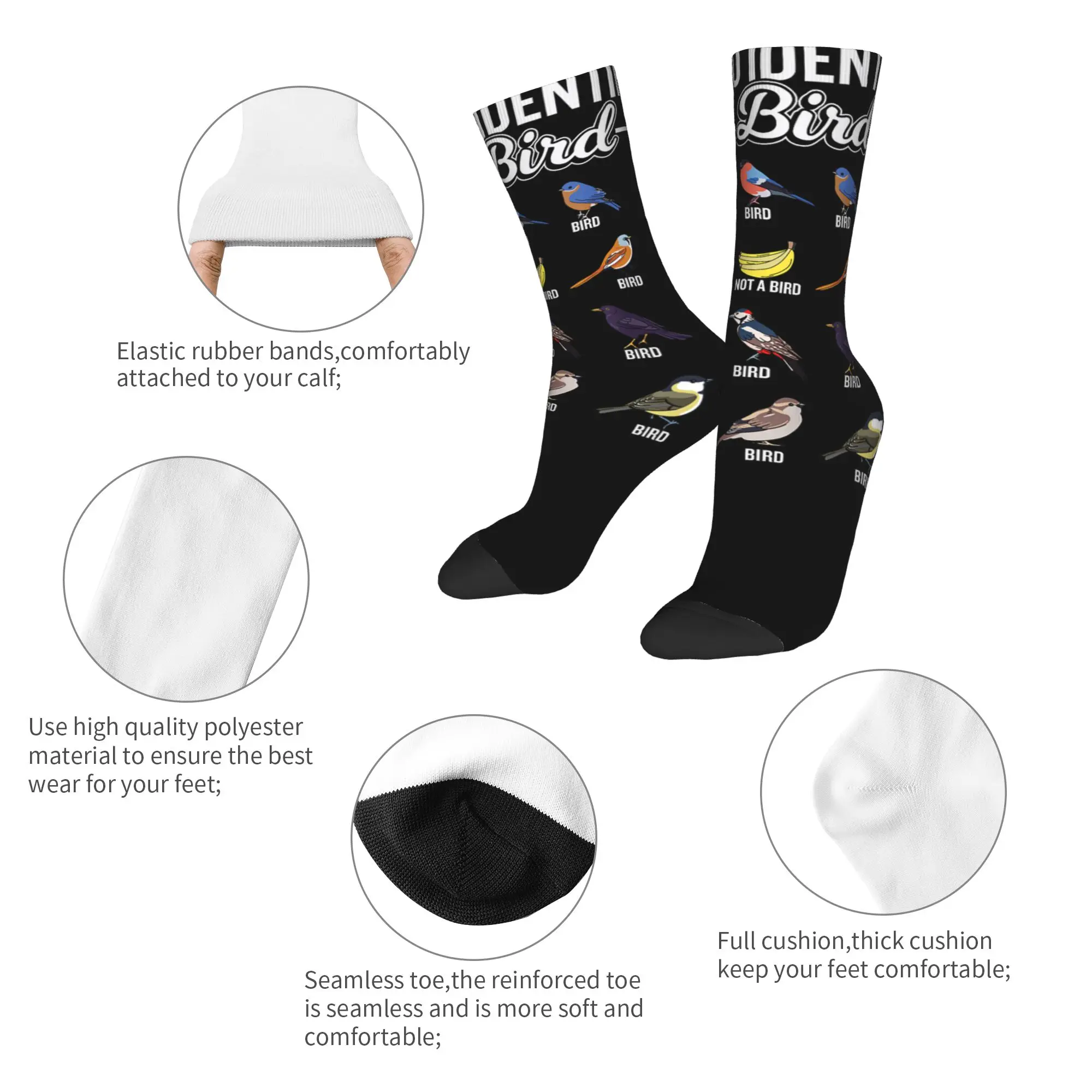 How to Identify Birds Birding Bird Watcher Socks Men's Women's Polyester Fashion  Socks Harajuku Middle Tube Stockings Gift