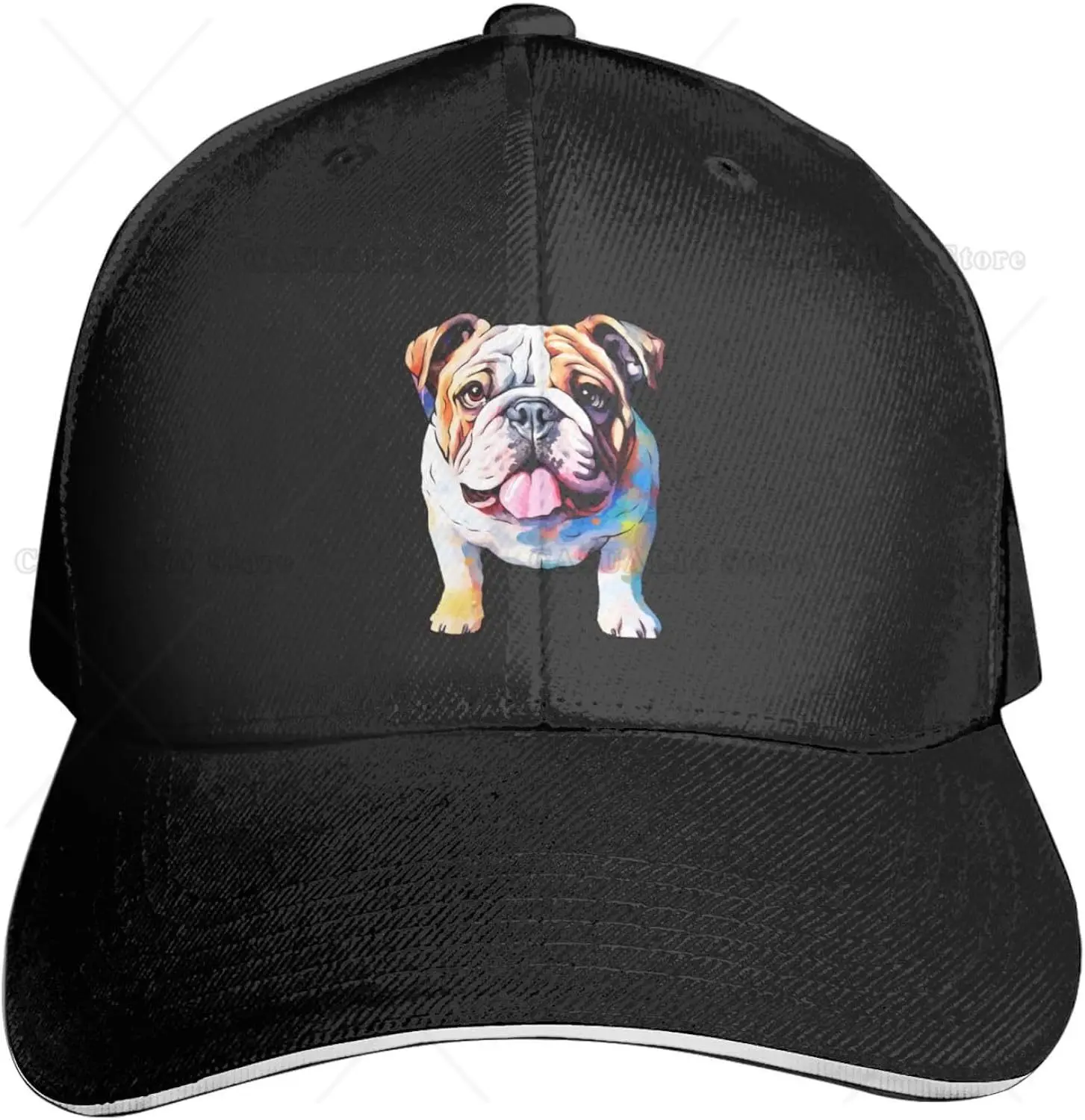 

English Bulldog Premium Adjustable Baseball Cap for Men and Women Outdoor Sports Sun Protection Black