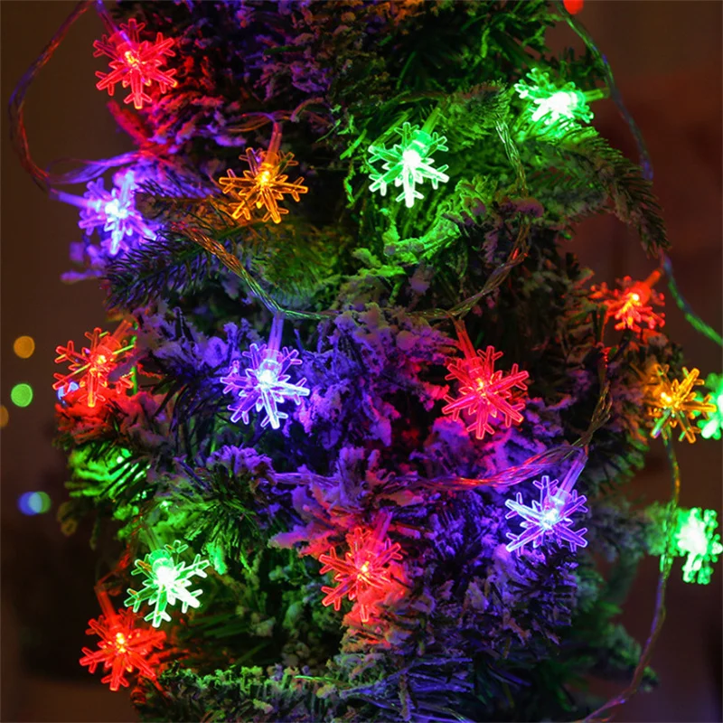 عيد الميلاد الديكور ضوء بطارية تعمل بالطاقة جارلاند سلسلة ضوء ندفة الثلج شجرة عيد الميلاد LED الجنية ضوء السنة الجديدة هدية عيد الميلاد