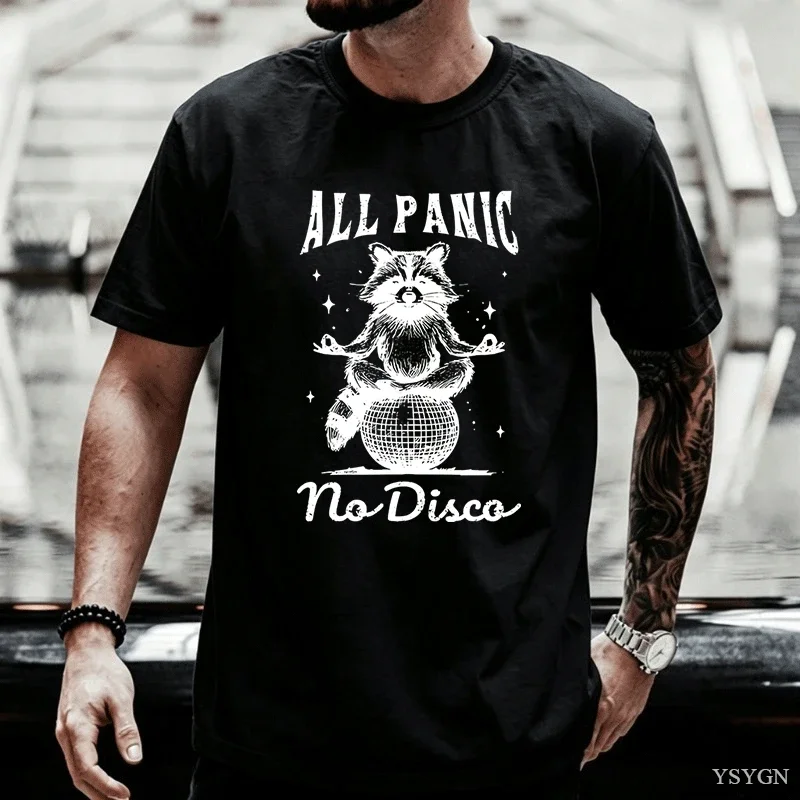 Retro Funny Raccoon All Pan No Disco 90s T Shirt Vintage T-shirt Short Sve Tee Summer d Clothes Harajuku s 2026 New Model Short-