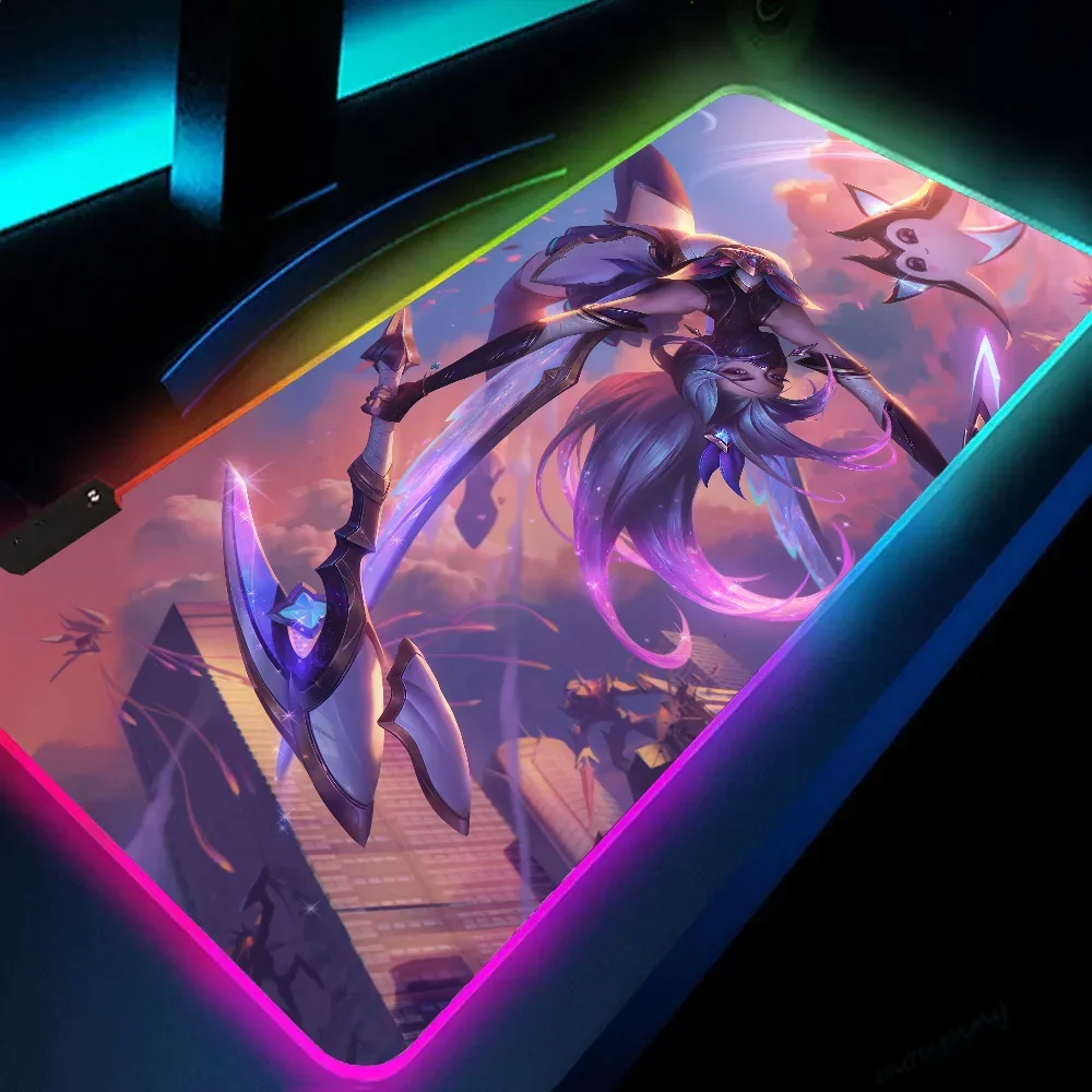 1pc Akali League Of Legends XXL RGB Gaming Mouse Pads HD Black Gamer Accessories Large LED