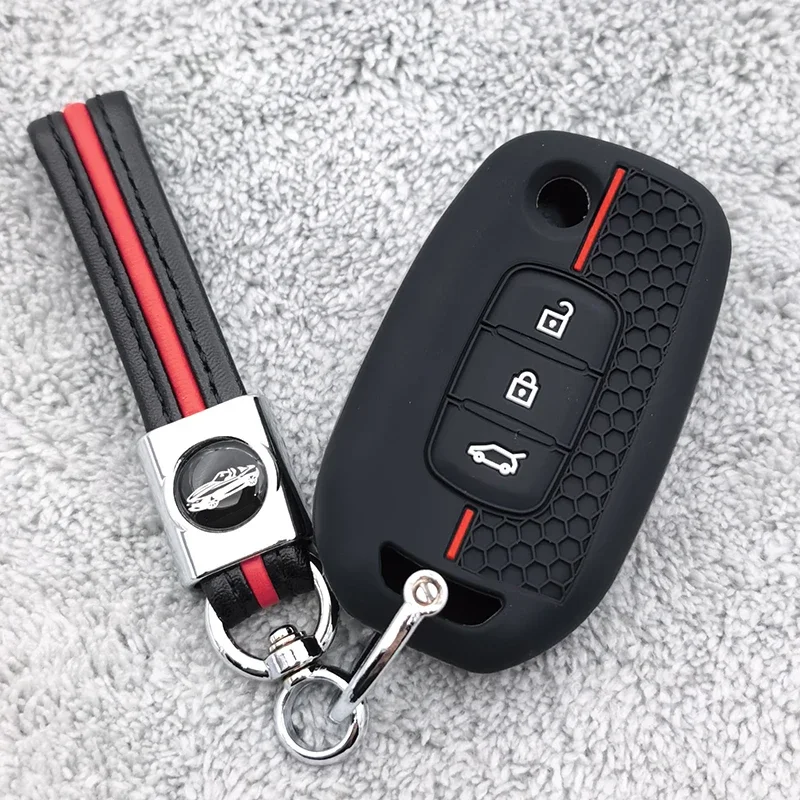 Silicone Car Key Case for Renault Kwid Traffic Symbol Dacia Sandero Logan Duster 2016 2017 2018 Fob Shell Keychain Holder Cover