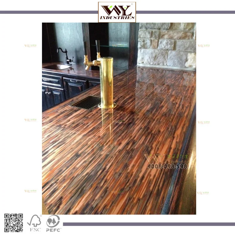 custom.Wax Oiled Solid Wooden Bar Countertop