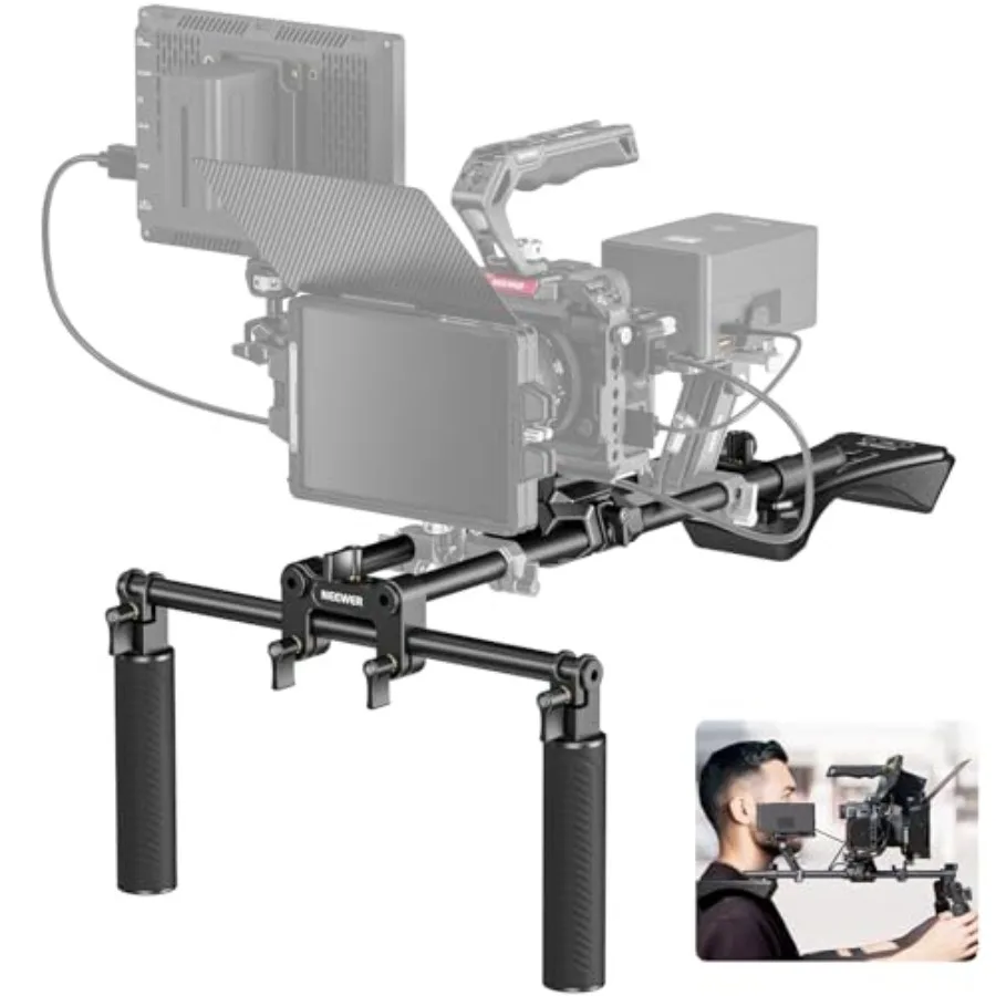

Shoulder Mount Video Rig for filmmaking: aluminum alloy, black, Arca quick release, dual handles, 15mm rods 16/40cm,stabilizer