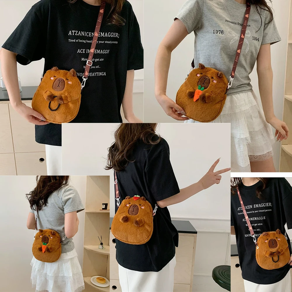24Cm Capybara Pluche Rugzak Kawaii Mode Plushie Pop Bont Tas Kindertas Crossbody Tas Mini Knapzak Zakken Cadeaus voor Meisjes