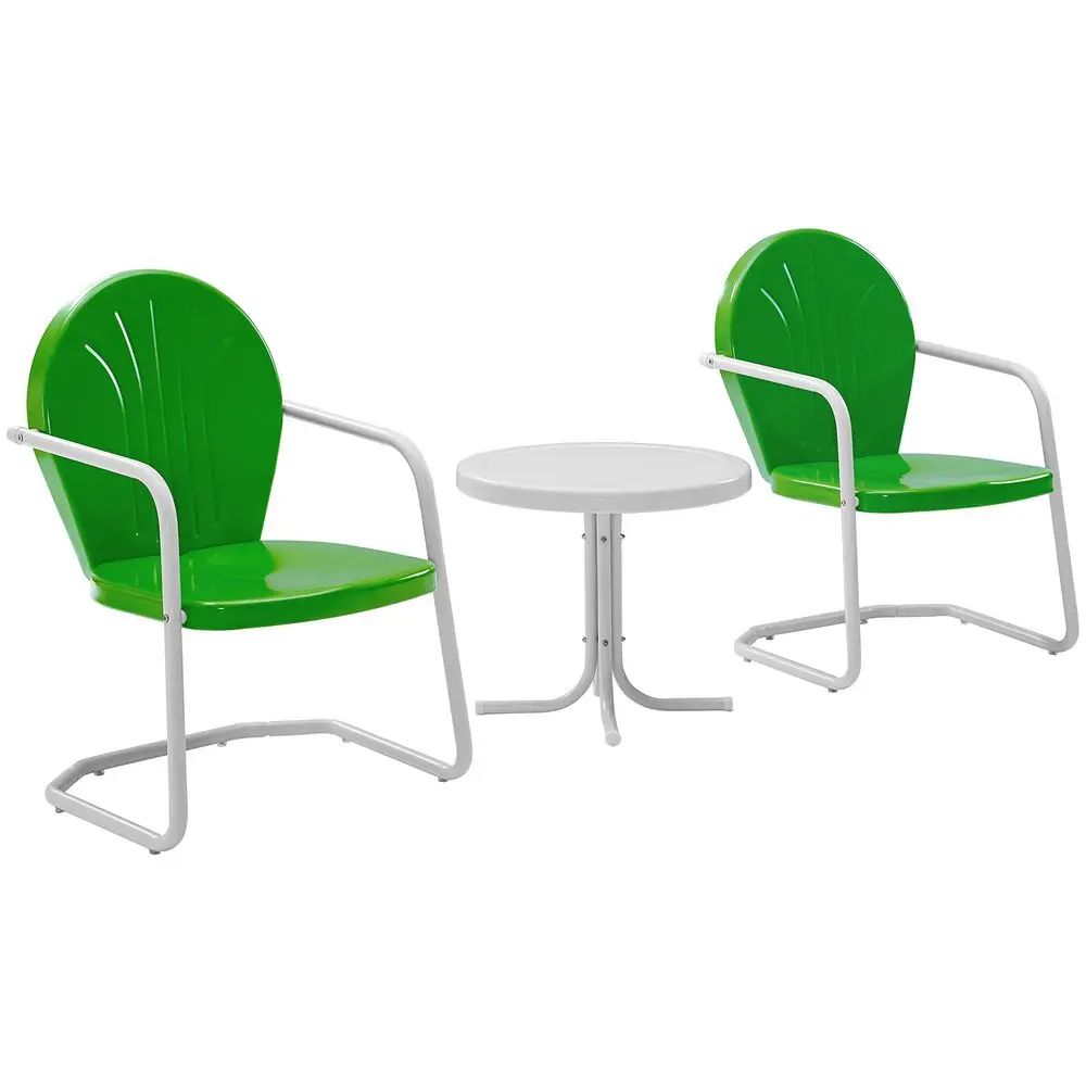 

Griffith 3Piece Outdoor Chair and Side Table Set, Retro Metal Bistro Patio Sets for Porch, Grasshopper Green