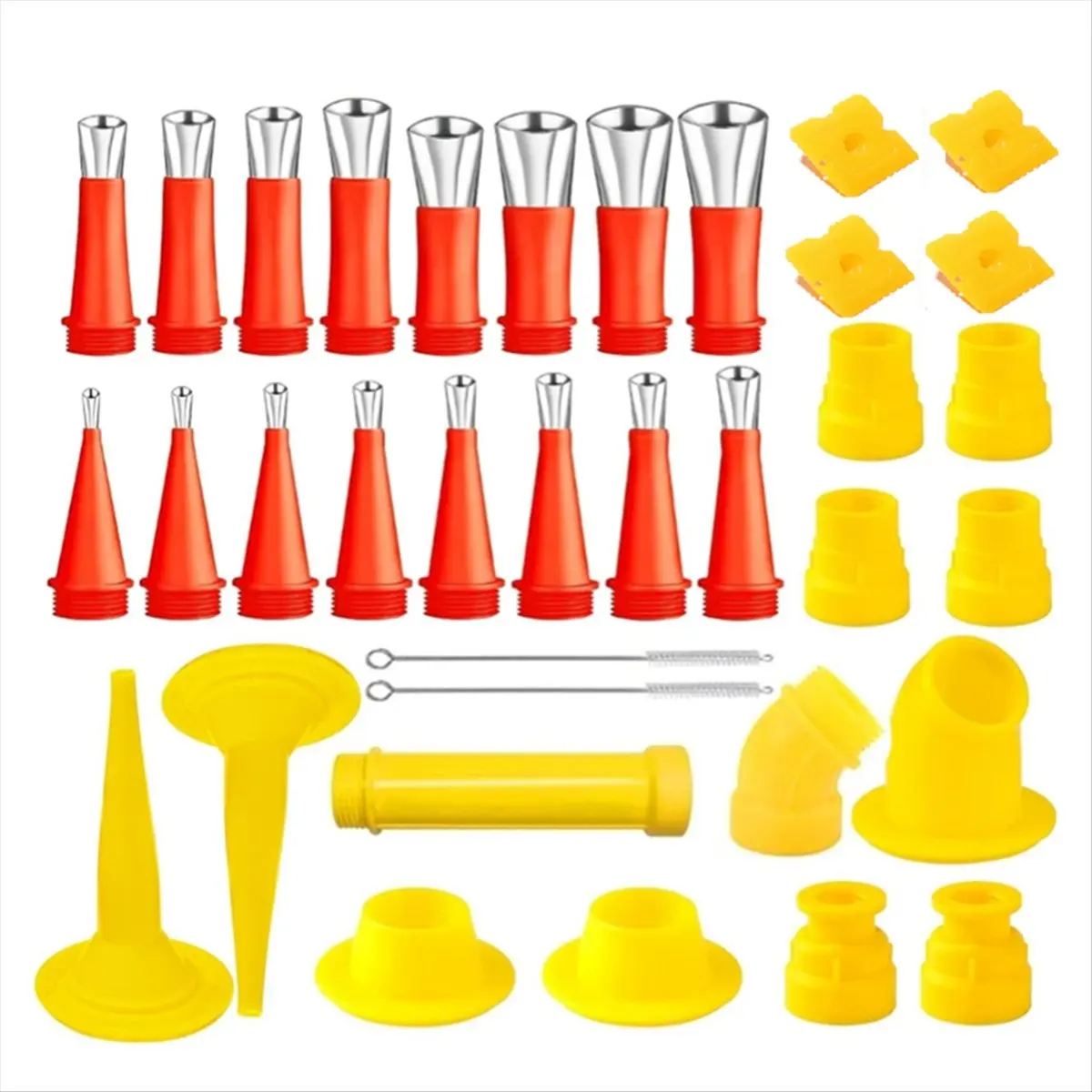 A13M Universal Integrated Rubber Nozzle Tool Set, 33 Piece Caulking Tool Stainless Steel Caulking Nozzle Applicator Set